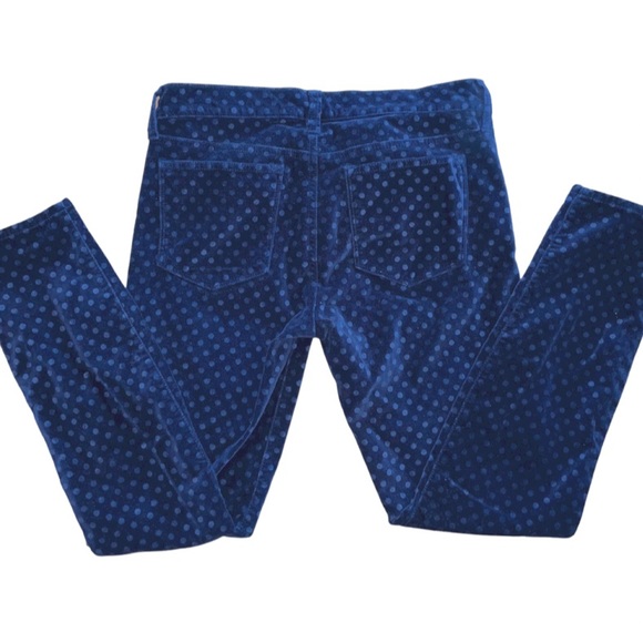 J.Crew Women’s Navy Blue Polka-Dot Velvet Toothpick Skinny Leg Pants Size 28 - Picture 4 of 5